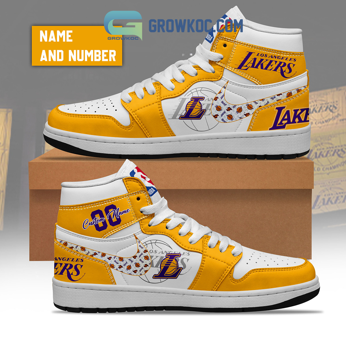Los Angeles Lakers AJ1 High Sneakers Shoes For Men And Women Calebmatthewhans Neasalamis