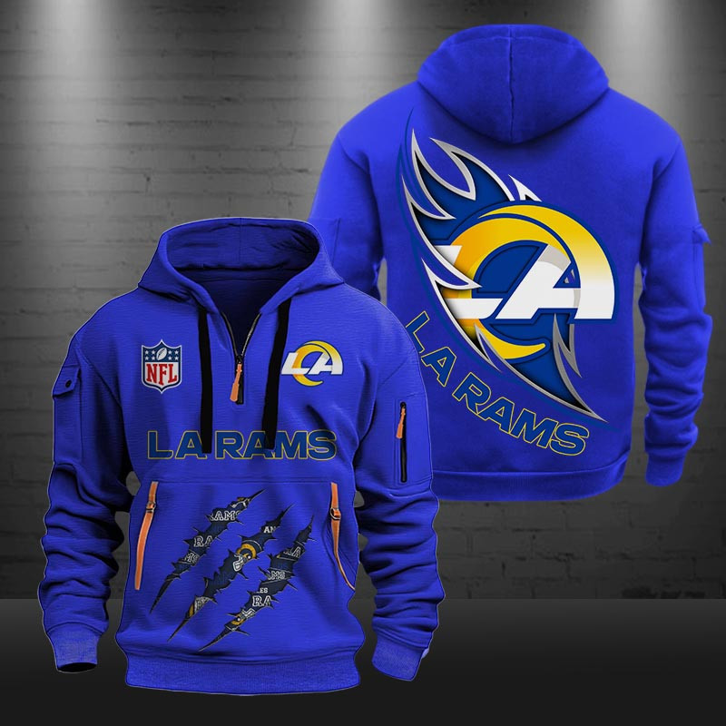 Los Angeles Rams Monster Scratch Logo NFL Quarter Zip Hoodie Neasalamis