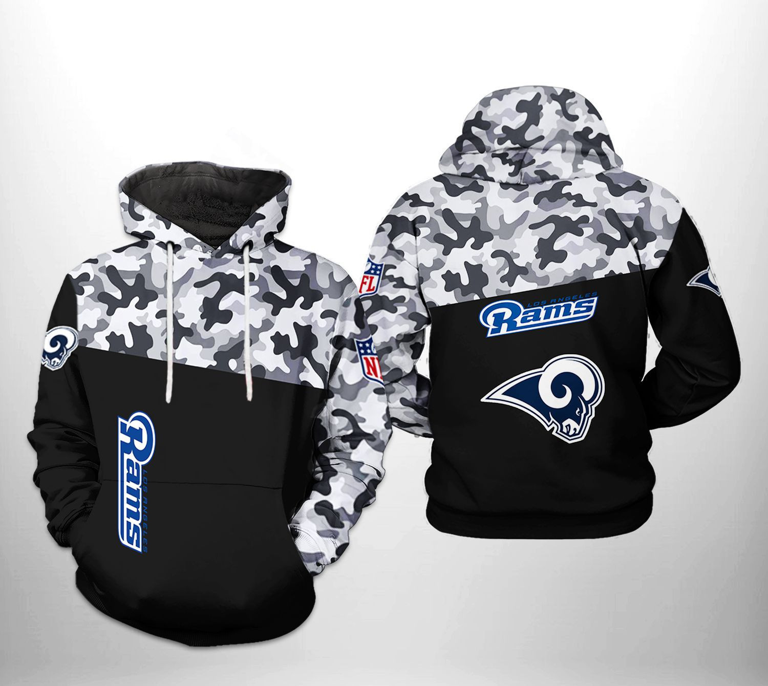 Los Angeles Rams NFL Camo Veteran Team Hoodie Zip Hoodie Neasalamis