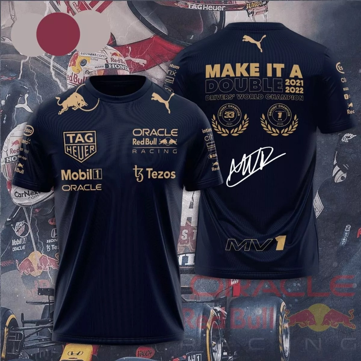 Make It A Double 2021 2022 Driver's World Champion Max Verstappen 3D T-Shirt Gift For F1 Fans Neasalamis.com