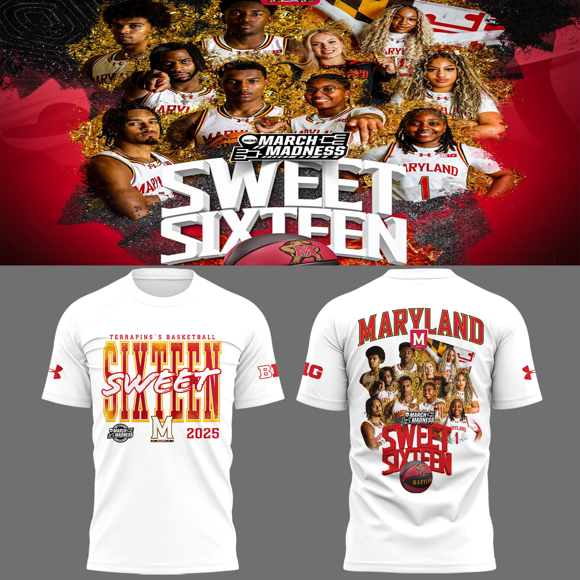 Maryland Basketball Sweet Sixteen March Madness 2025 T-Shirt For Basketball Player Neasalamis.com