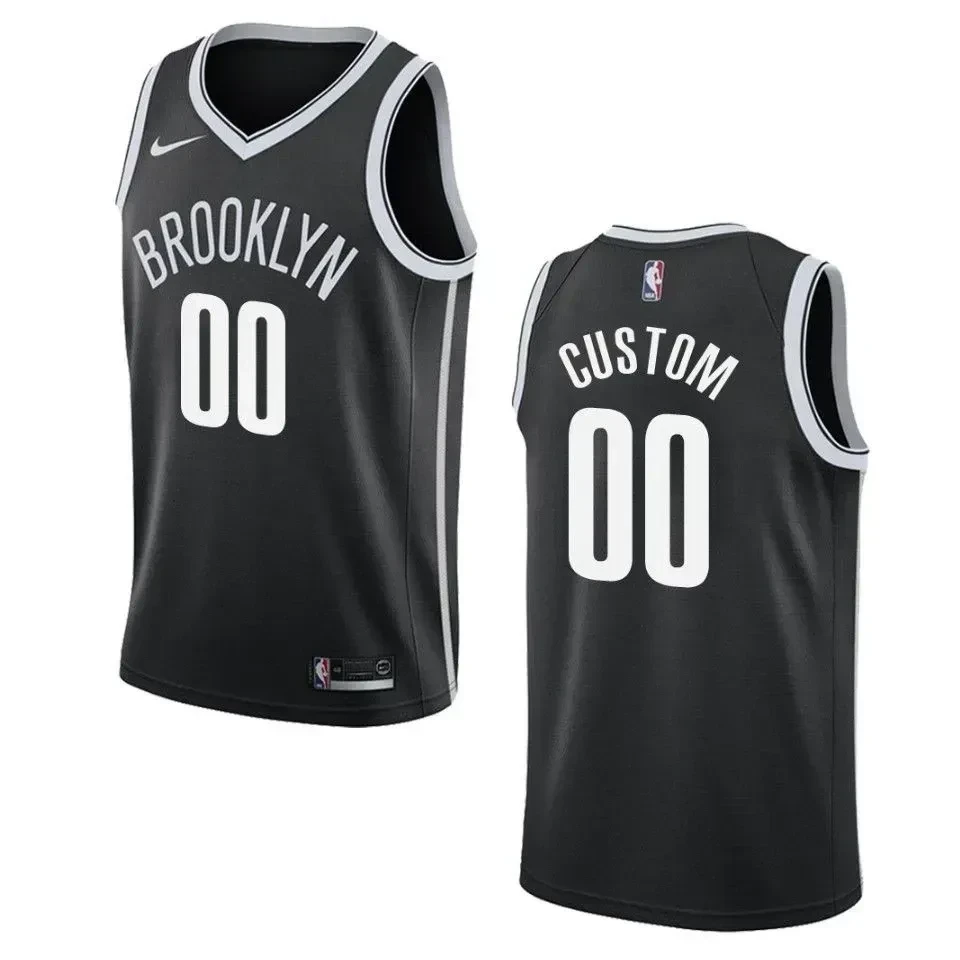 Men's Brooklyn Nets 00 Custom Icon Swingman Jersey - Black Neasalamis