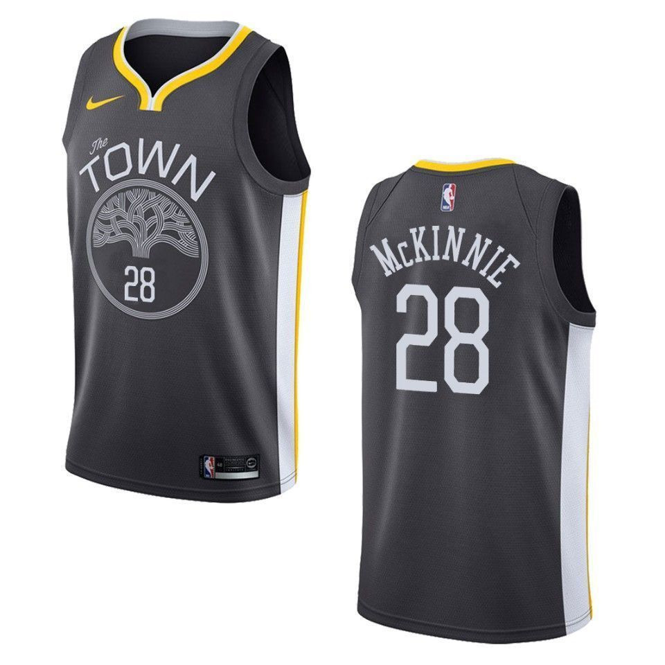 Men's Golden State Warriors 28 Alfonzo Mckinnie Statement Swingman Jersey - Black Neasalamis