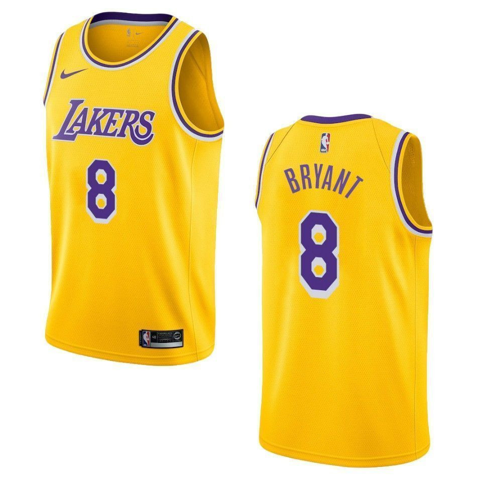 Men's Los Angeles Lakers 8 Kobe Bryant Icon Swingman Jersey - Gold Neasalamis