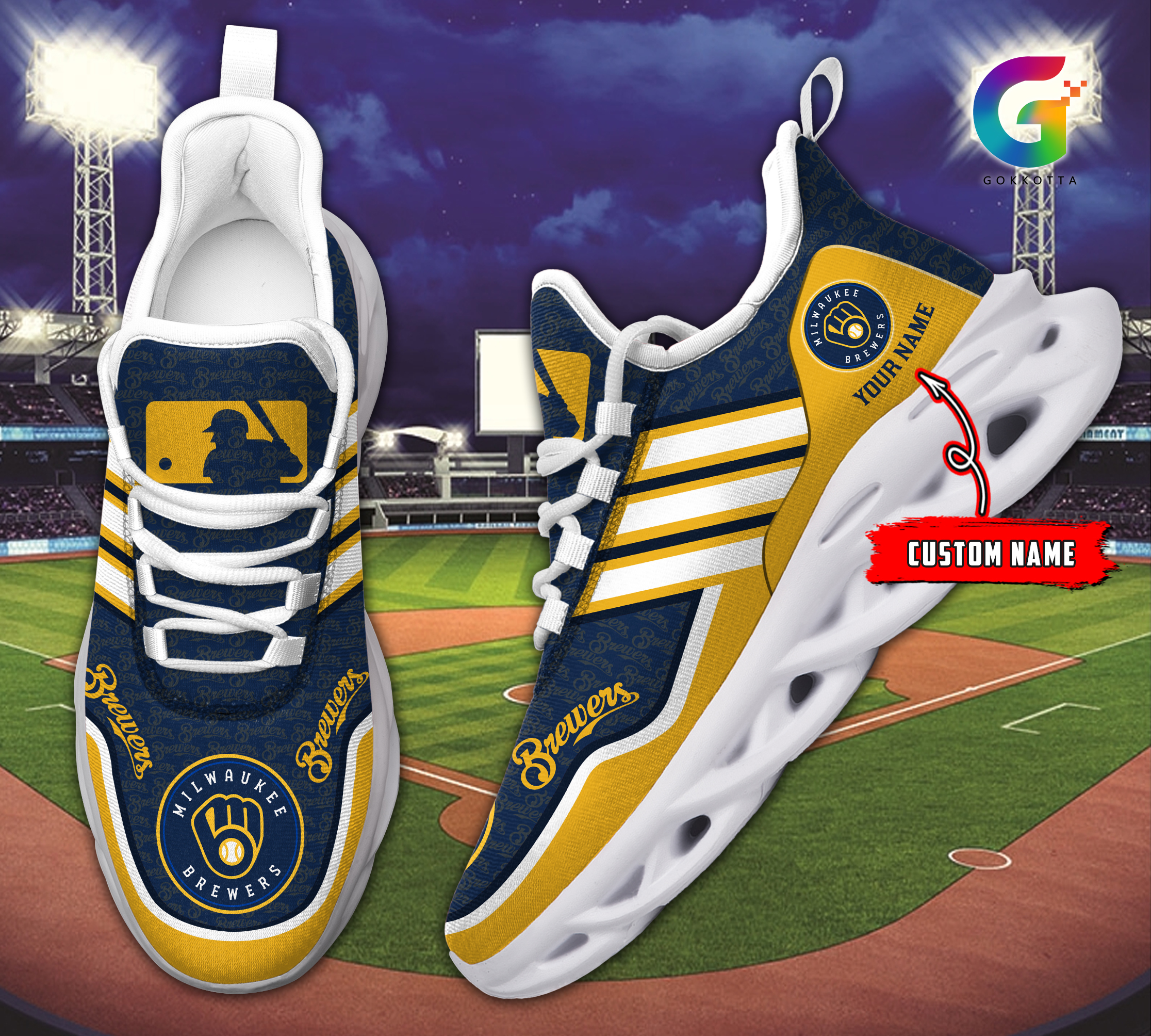Milwaukee Brewers MLB Max Soul Shoes Sneakers For Men And Women neasalamis.com