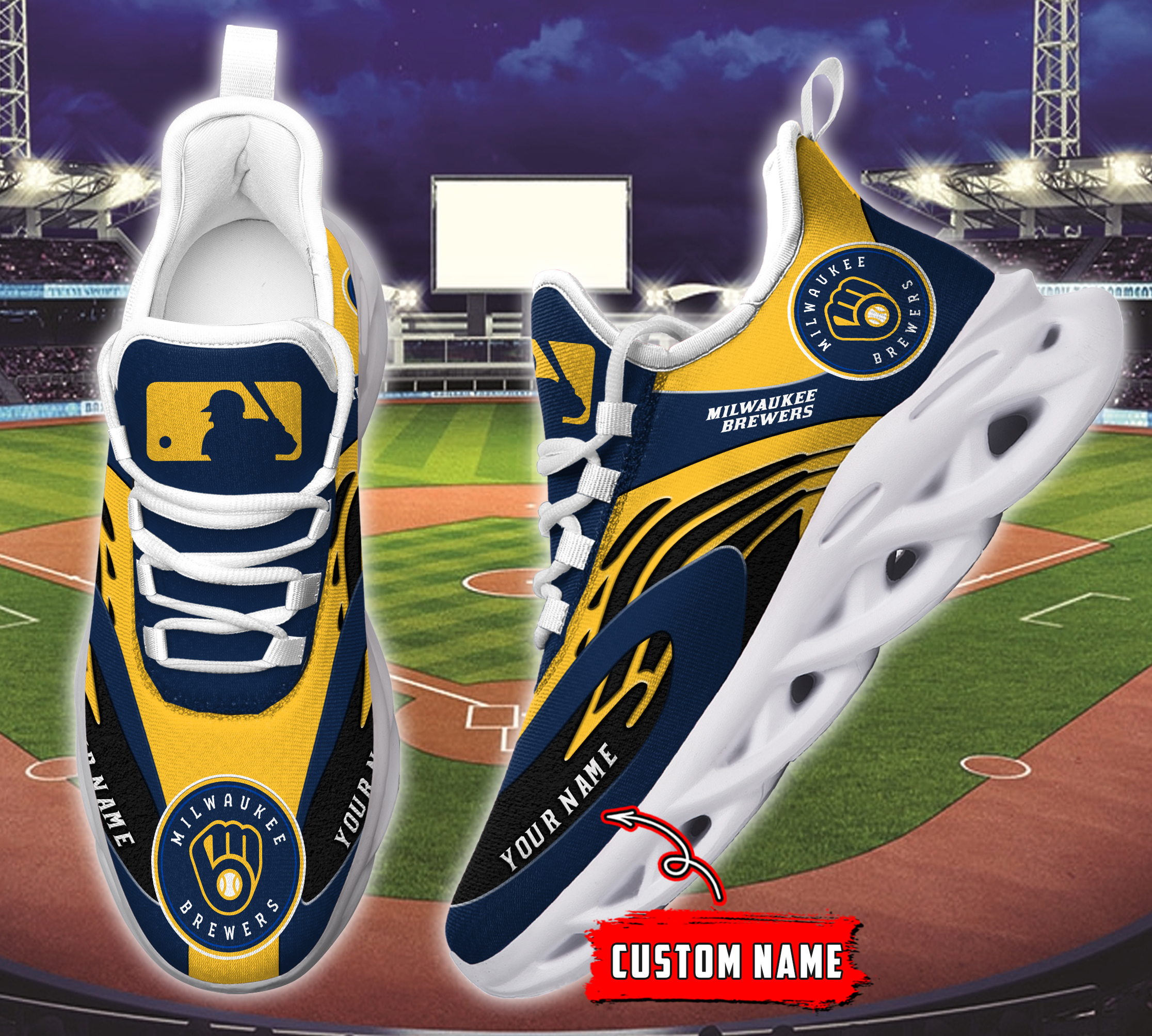 Milwaukee Brewers MLB Max Soul Shoes Sneakers For Men And Women neasalamis.com