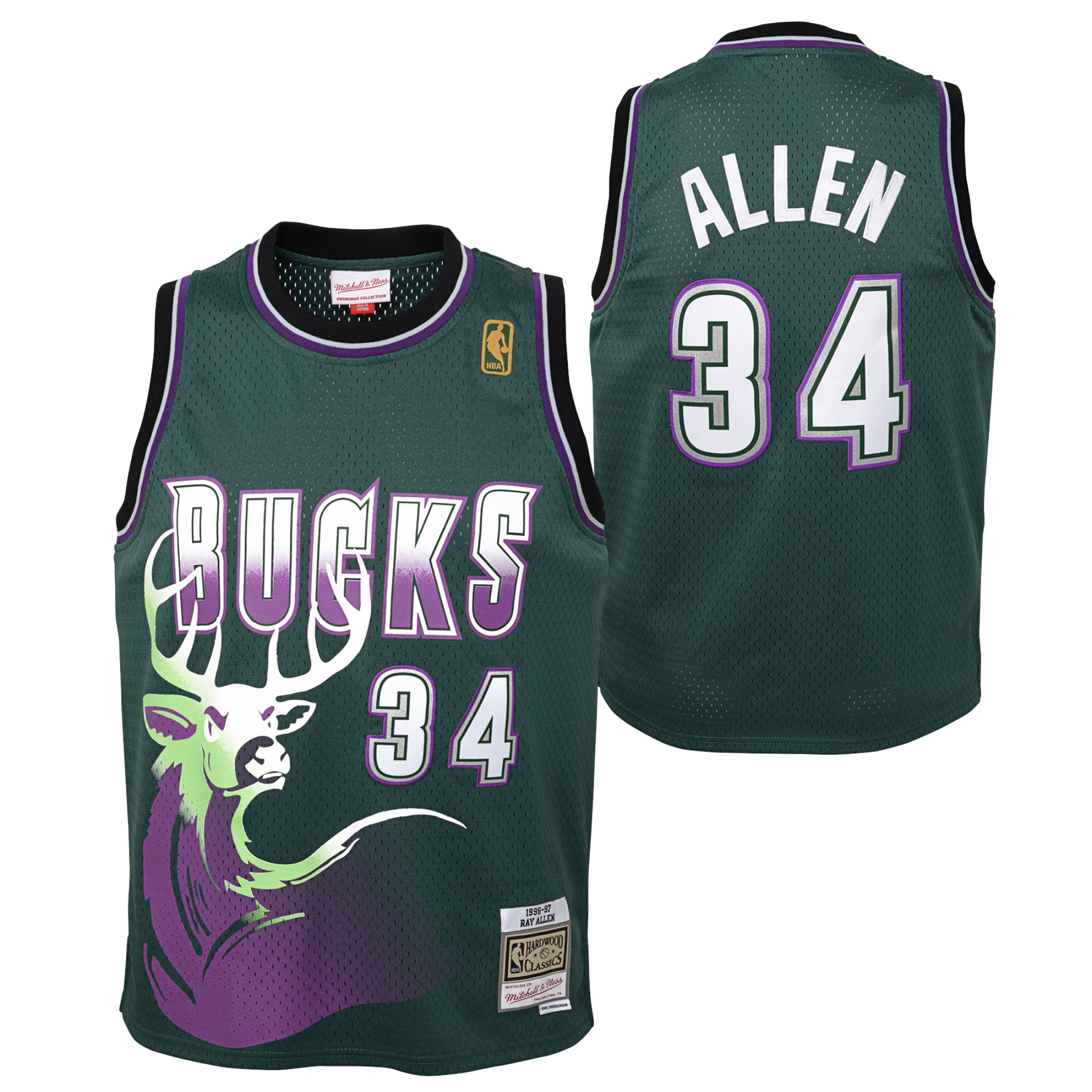 Milwaukee Bucks Ray Allen 1996-97 Hardwood Classics Swingman Jersey - Fir - Youth Neasalamis