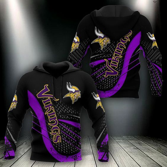 Minnesota Vikings Black V2 NFL Football Team Hoodie Neasalamis