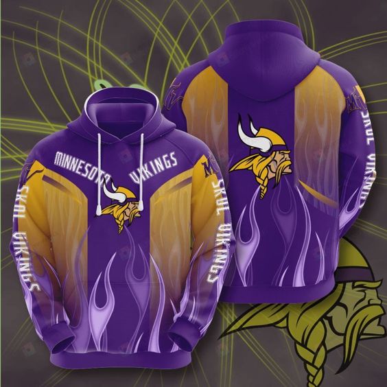 Minnesota Vikings Flame NFL Football Team Hoodie Neasalamis