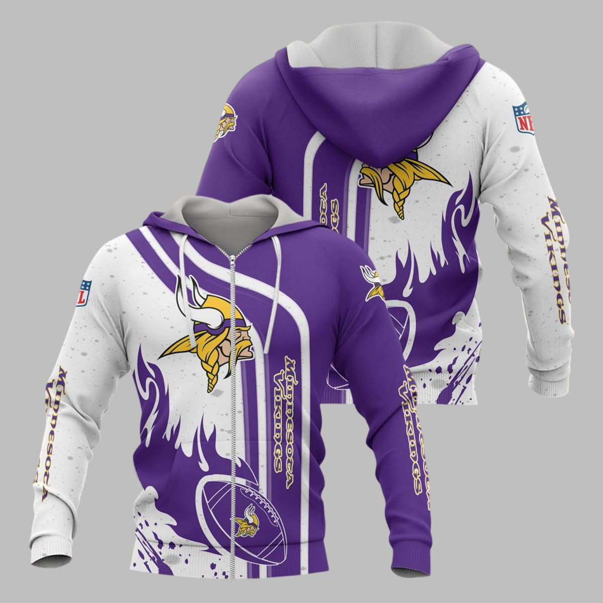 Minnesota Vikings Football Personalized 3D printed Sweatshirt Hoodie Zipped Hoodie Neasalamis