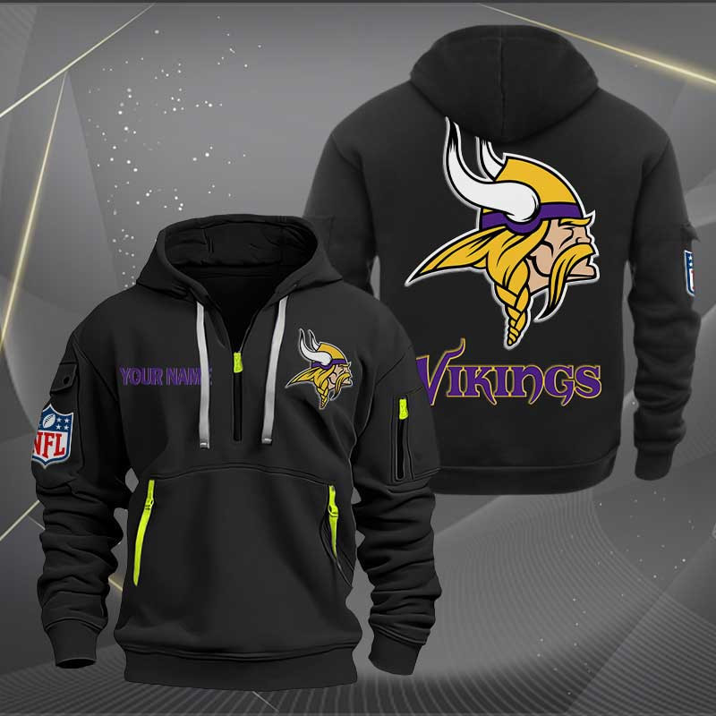 Minnesota Vikings Logo NFL Quarter Zip Hoodie Style Neasalamis