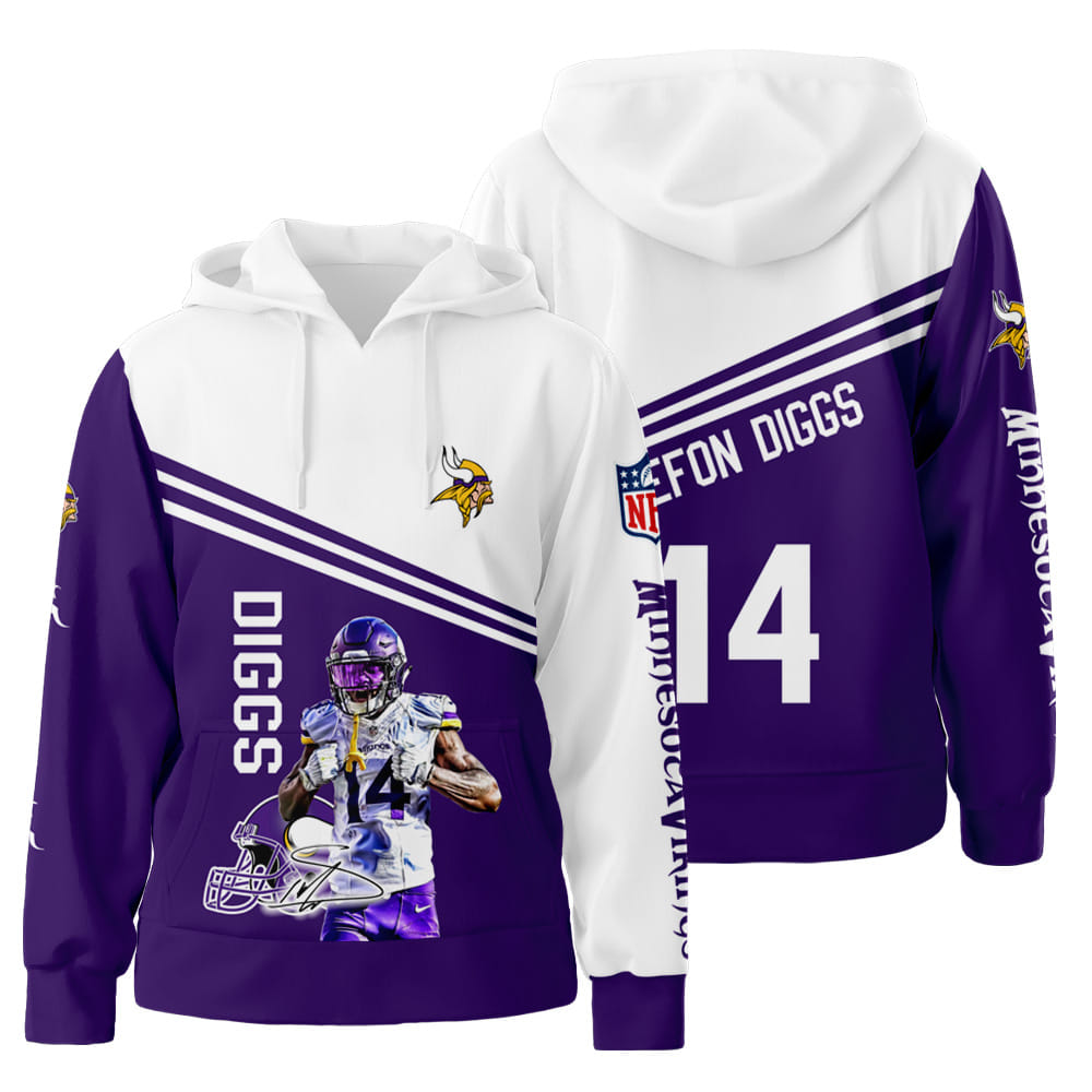 Minnesota Vikings and Stefon Diggs 3D All Over Print Hoodie Zip-Up Hoodie Ver Neasalamis