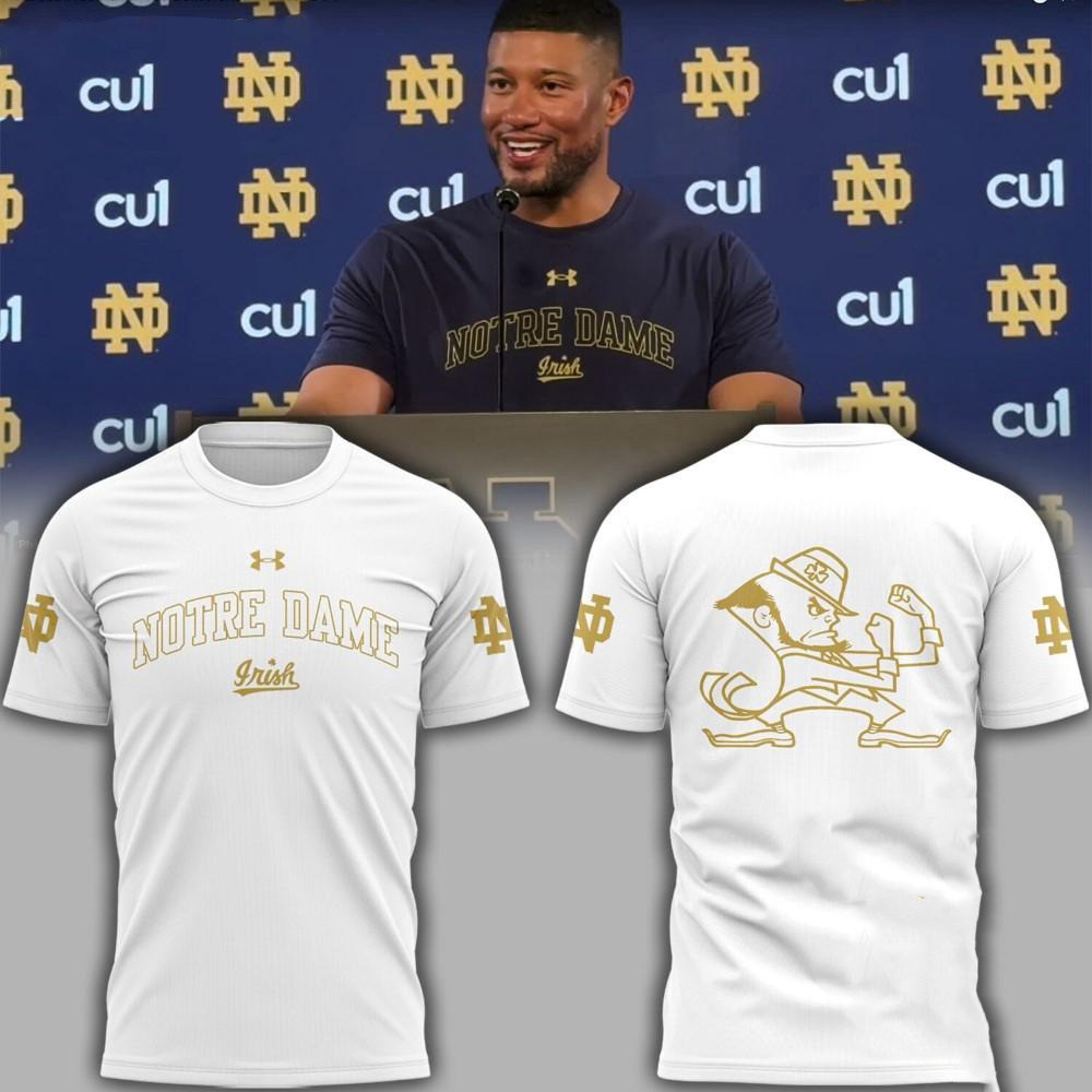 NCAA Notre Dame Fighting Irish Coach Marcus Freeman White T-Shirt For Basketball Fan Neasalamis.com