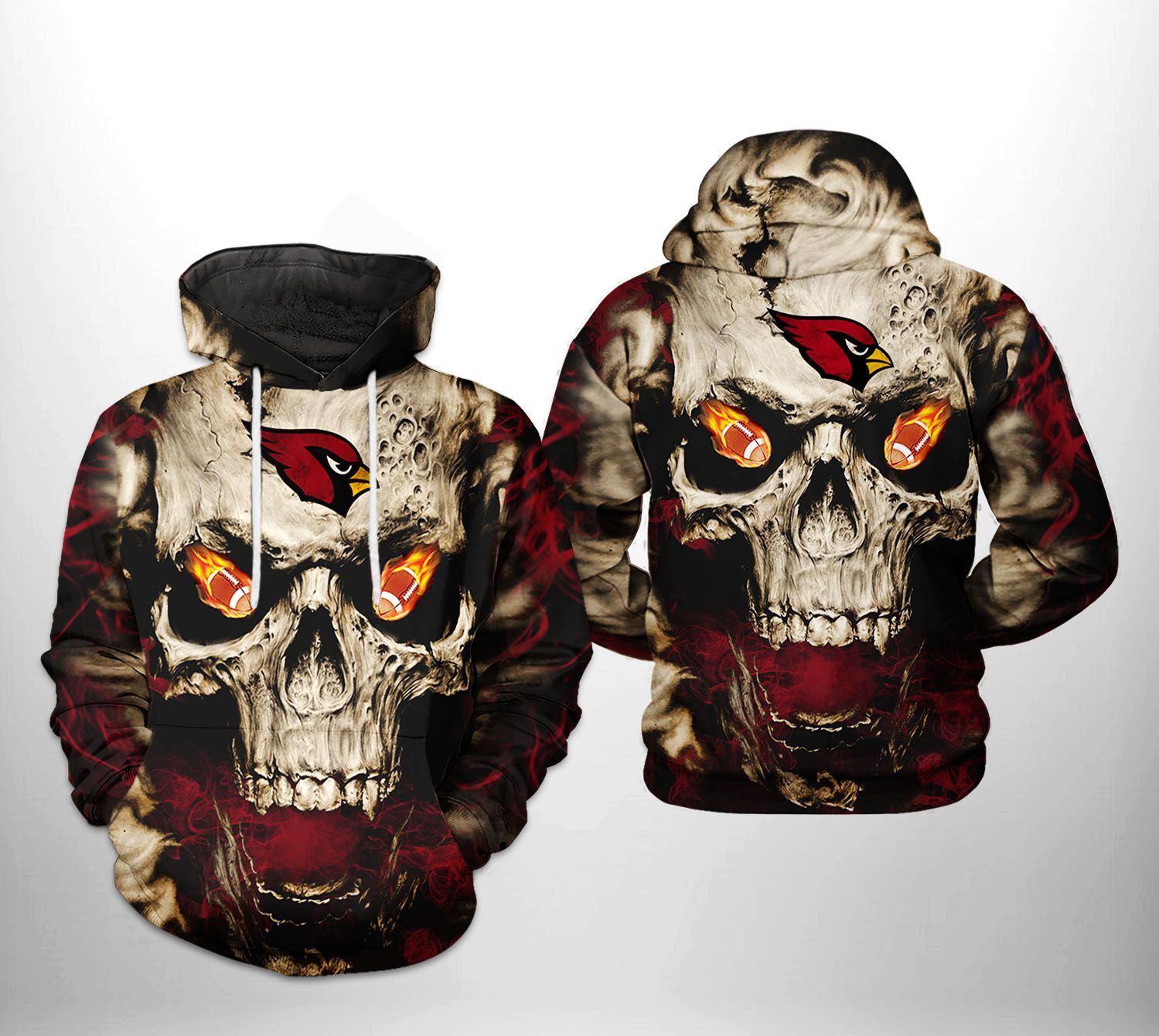 NFL Arizona Cardinals NFL Skull Team Hoodie Neasalamis