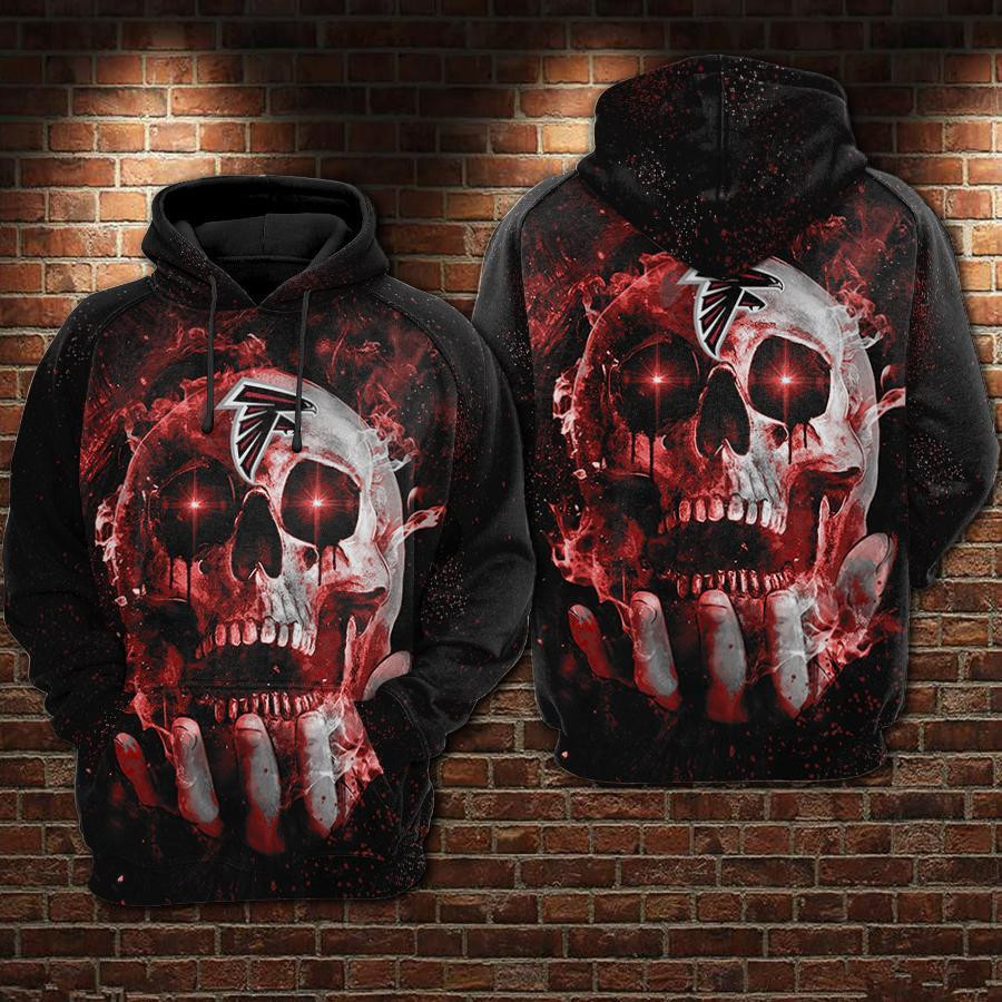 NFL Atlanta Falcons NFL Skull Black Red Hoodie Neasalamis