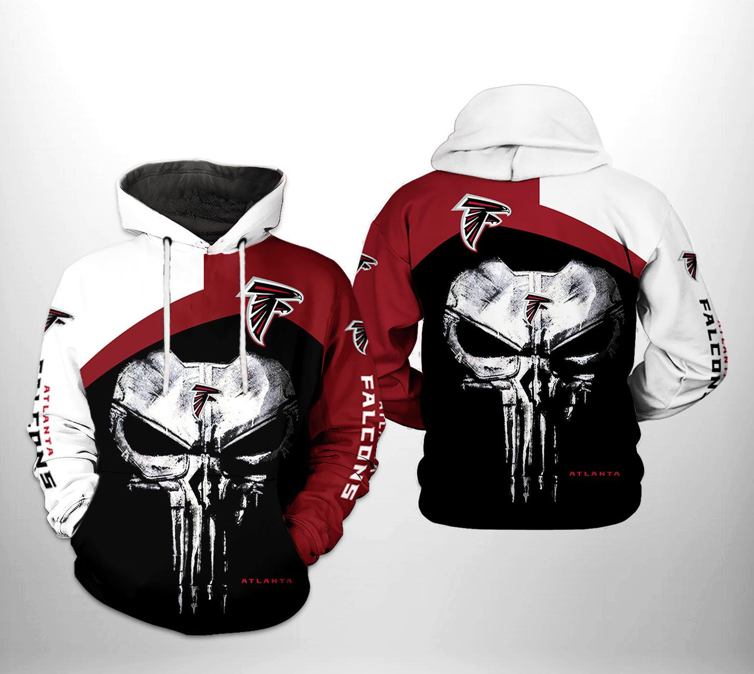 NFL Atlanta Falcons NFL Skull Punisher Team Hoodie Neasalamis