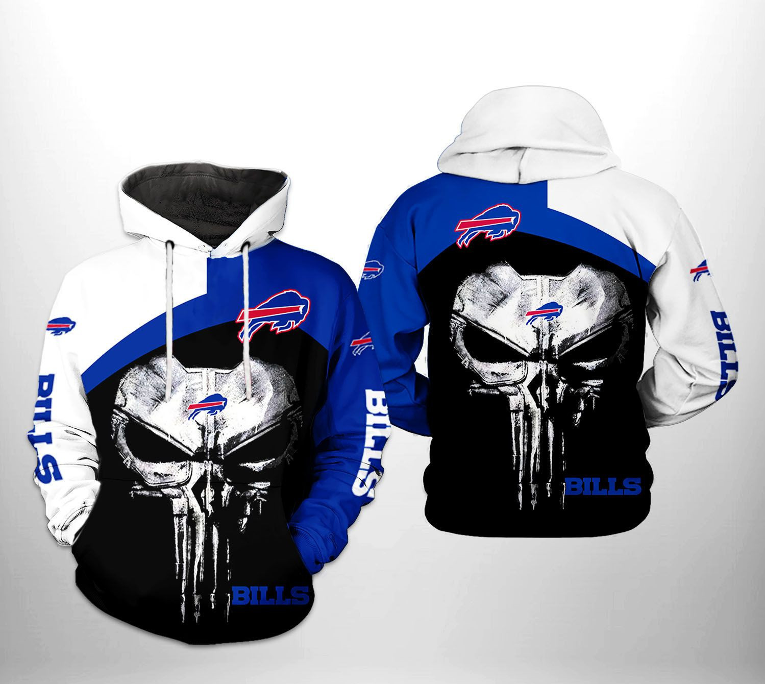 NFL Buffalo Bills NFL Skull Punisher Team Hoodie Neasalamis