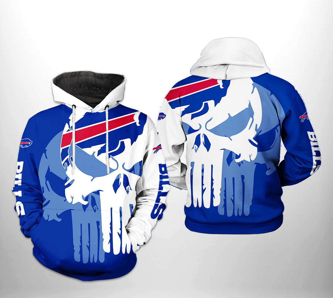 NFL Buffalo Bills NFL Team Skull Hoodie Neasalamis