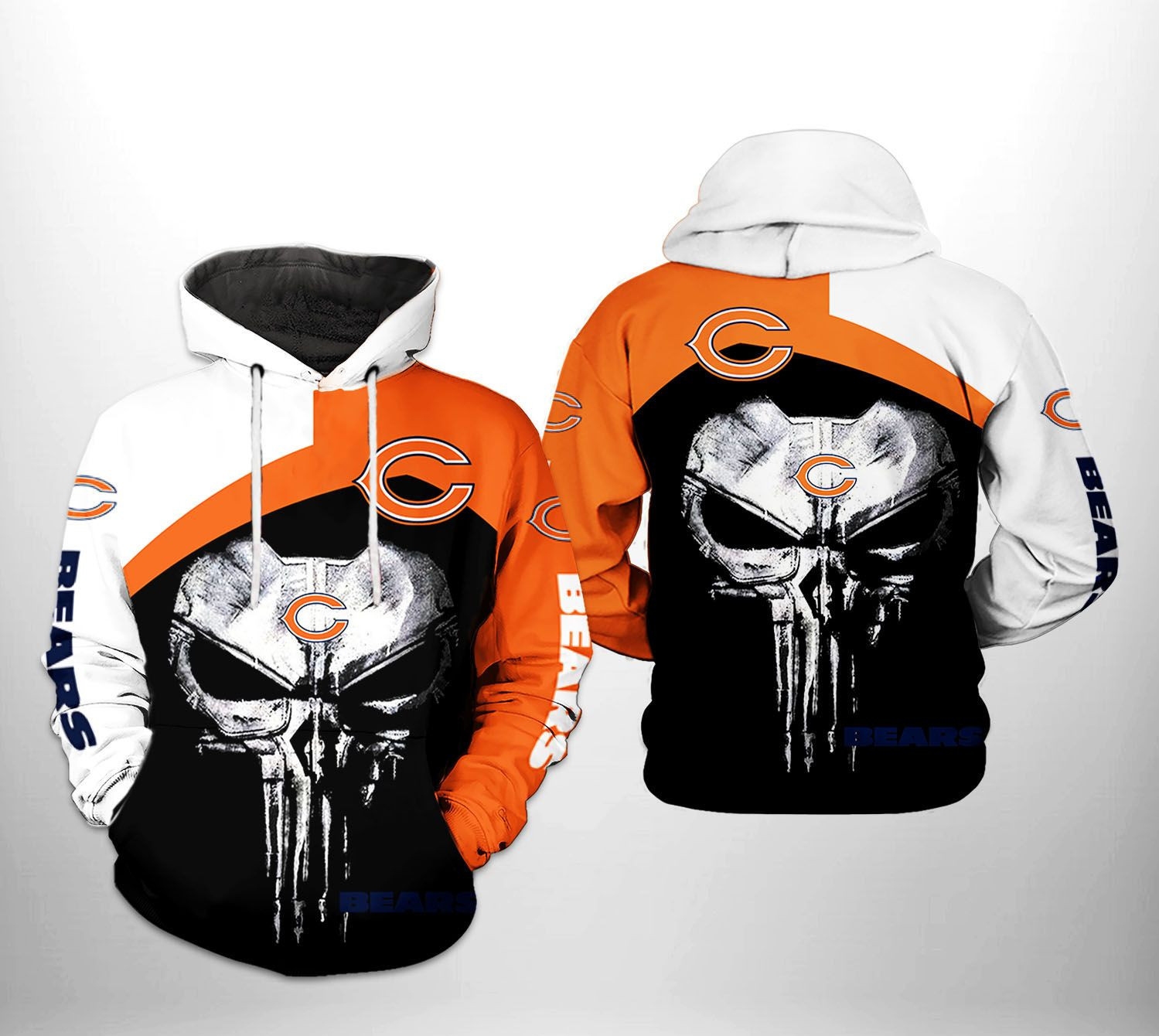 NFL Chicago Bears NFL Skull Punisher Team Hoodie Neasalamis