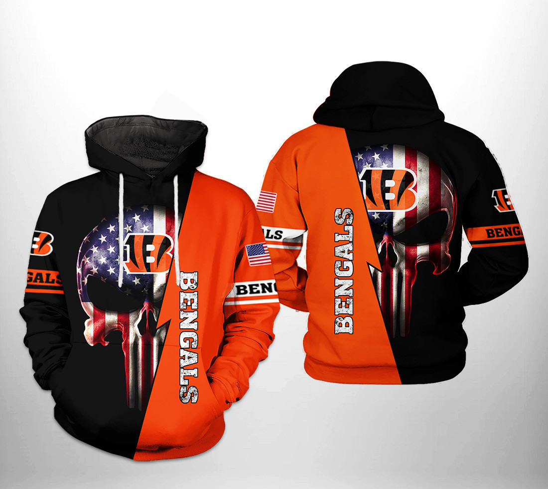 NFL Cincinnati Bengals NFL US Flag Skull Team Hoodie Neasalamis
