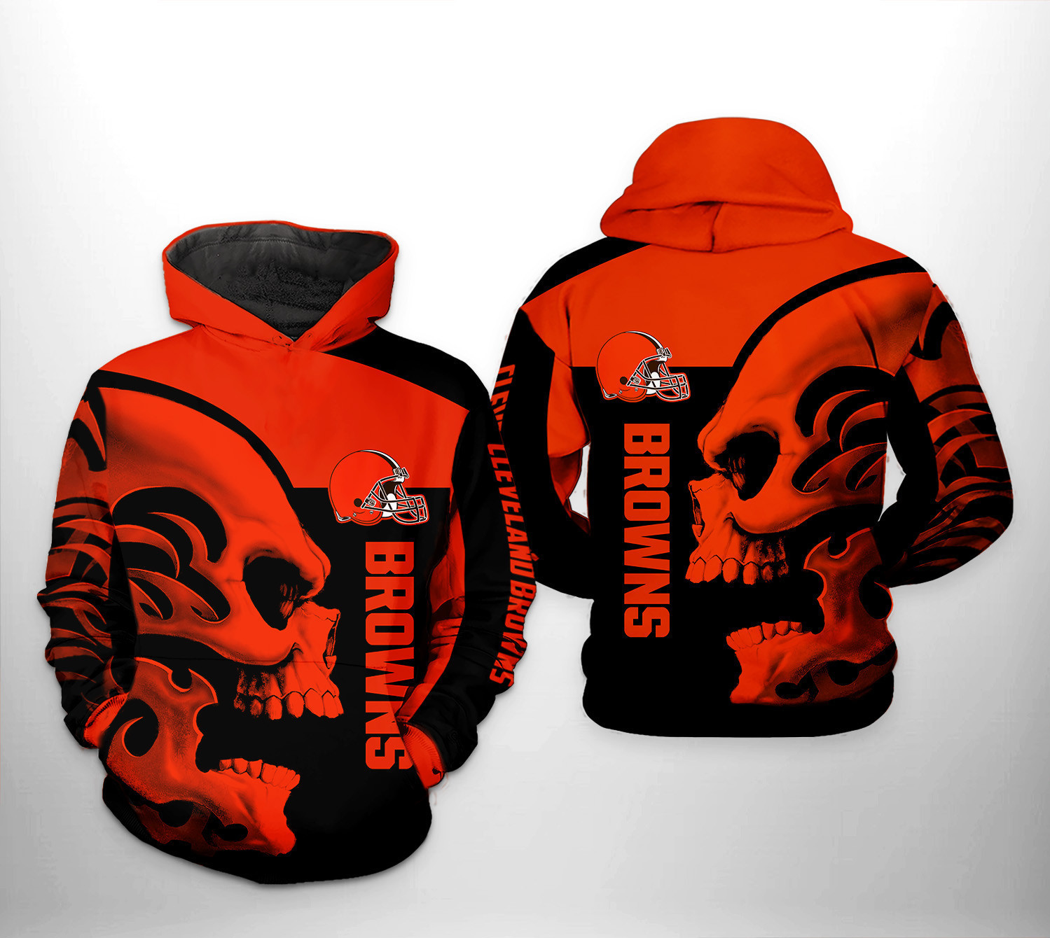NFL Cleveland Browns NFL Skull Hoodie Neasalamis