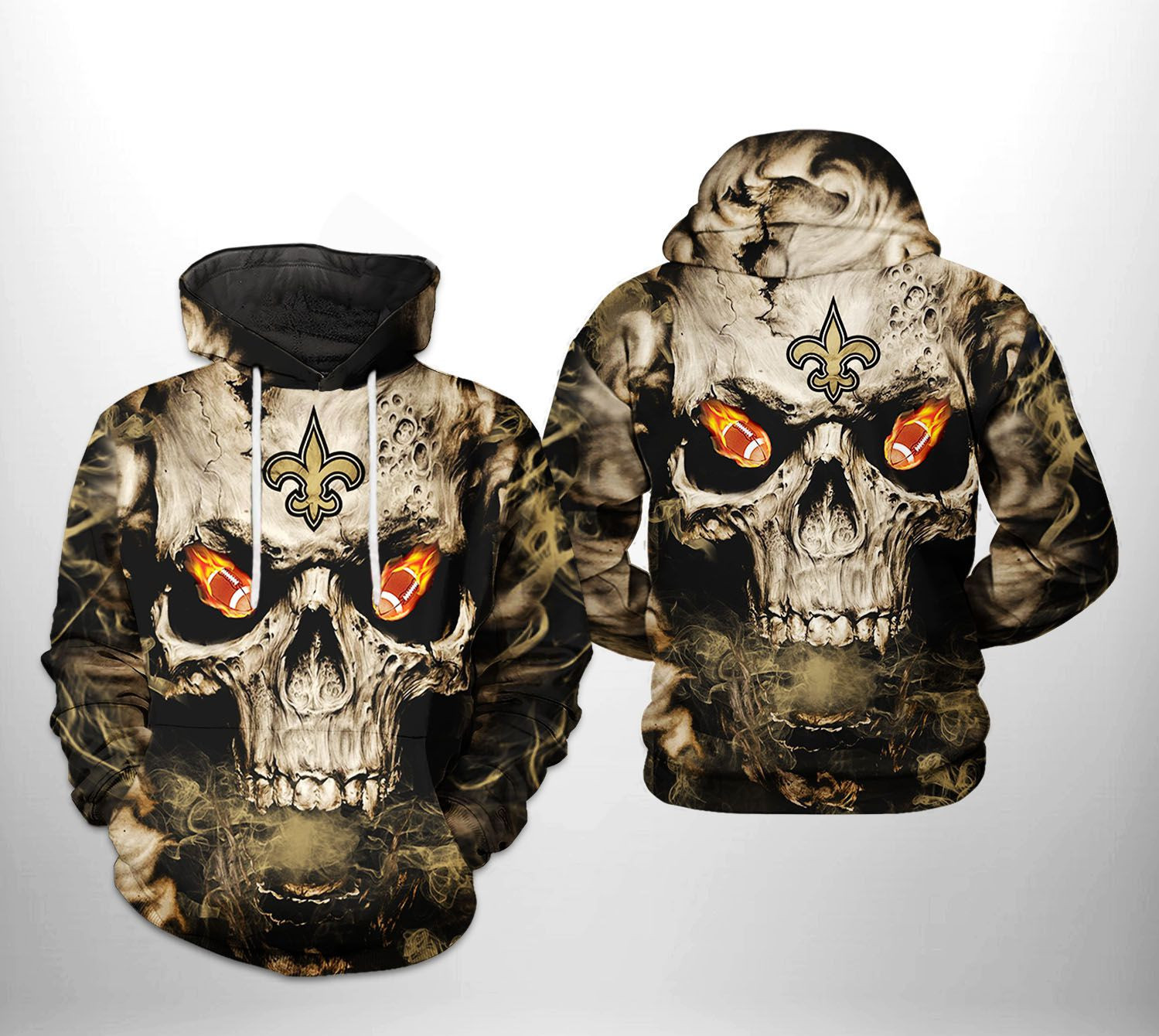 NFL New Orleans Saints NFL Skull Team Hoodie Neasalamis