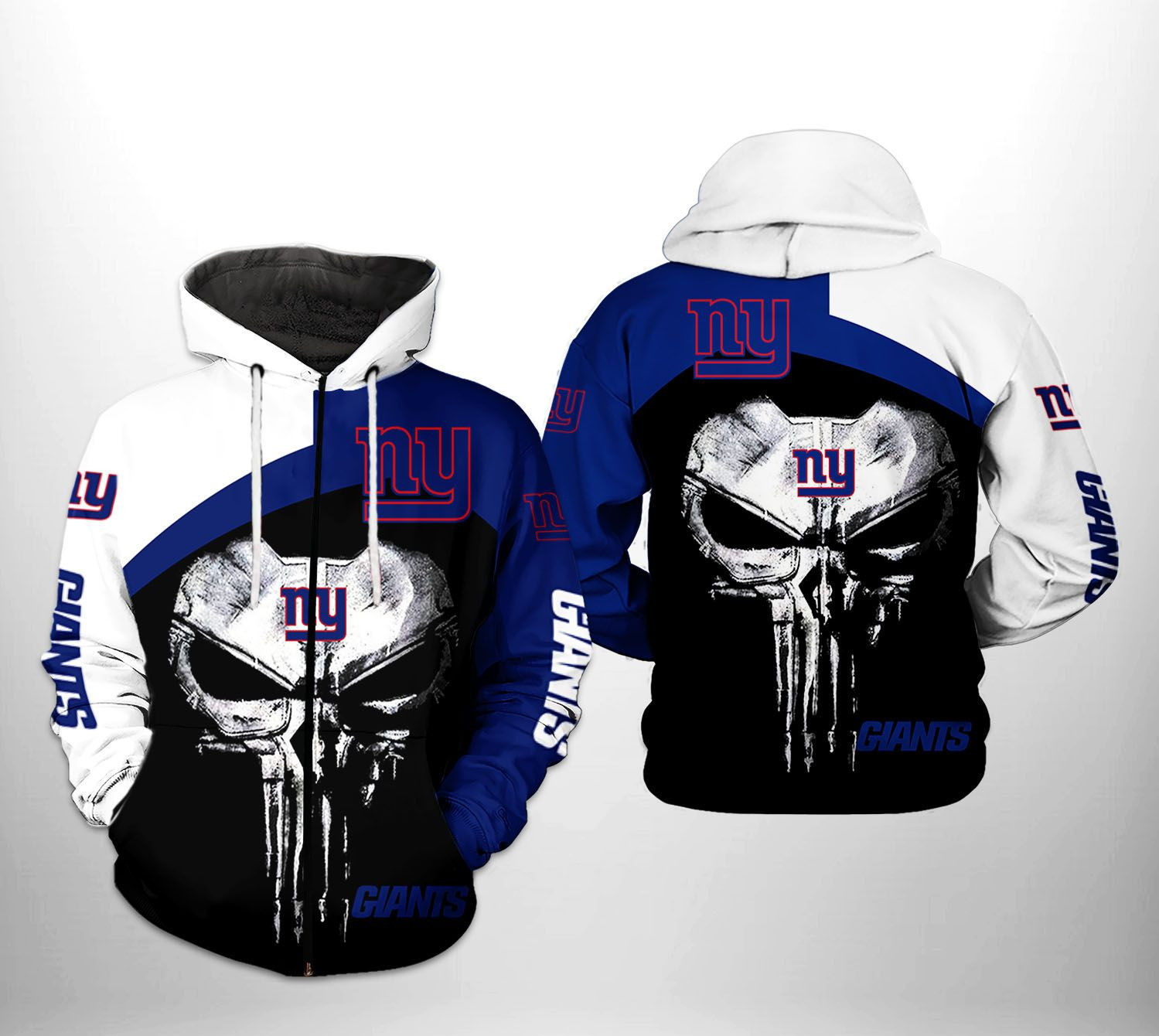 NFL New York Giants NFL Skull Punisher Team Hoodie Neasalamis