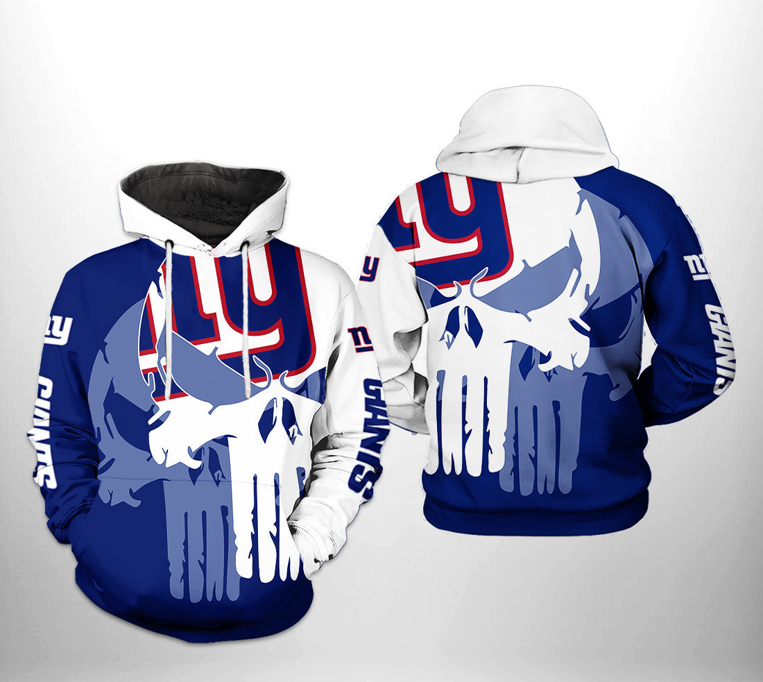 NFL New York Giants NFL Team Skull Hoodie Neasalamis