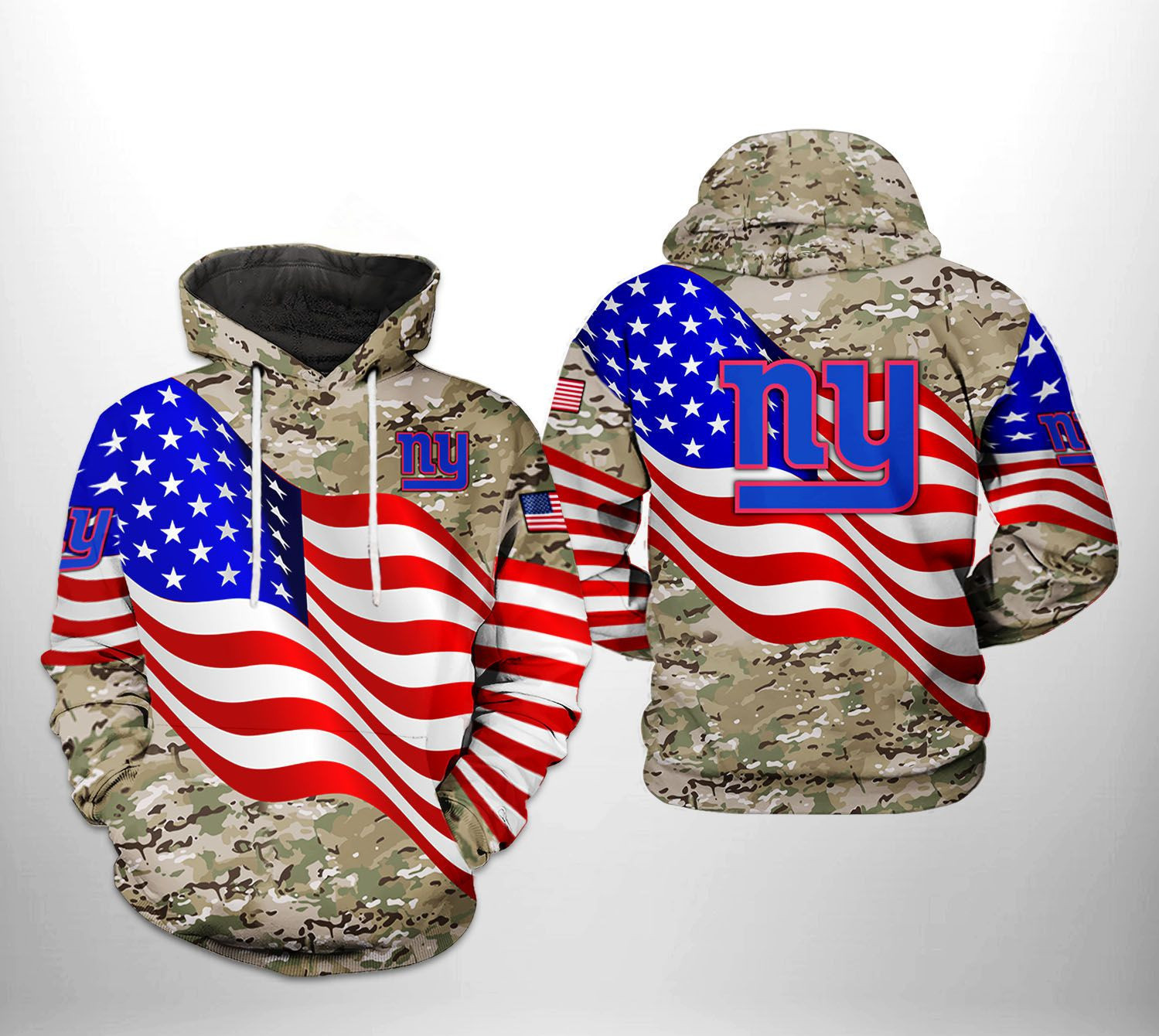 NFL New York Giants NFL US Flag Camo Veteran Team Hoodie Neasalamis