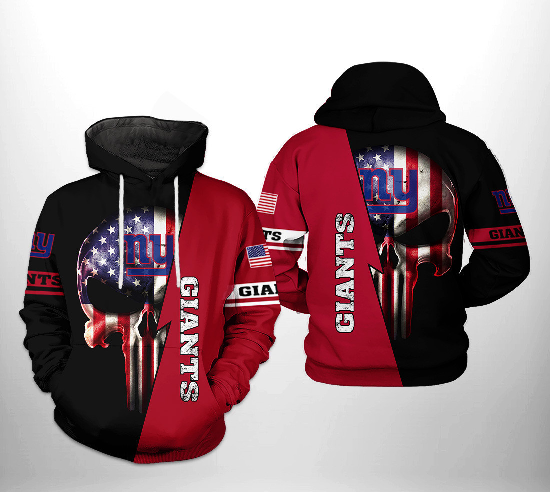 NFL New York Giants NFL US Flag Skull Team Hoodie Neasalamis