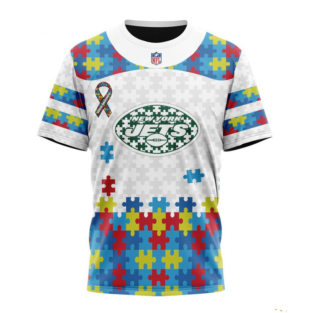 NFL New York Jets Autism Awareness Design 3D T-Shirt For Football Fan Neasalamis.com