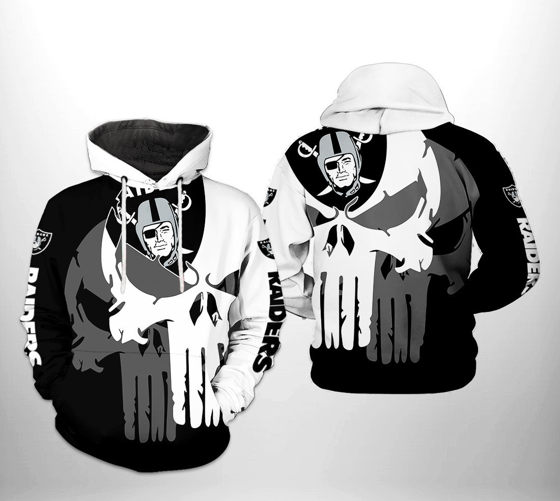 NFL Oakland Raiders NFL Team Skull Hoodie Neasalamis