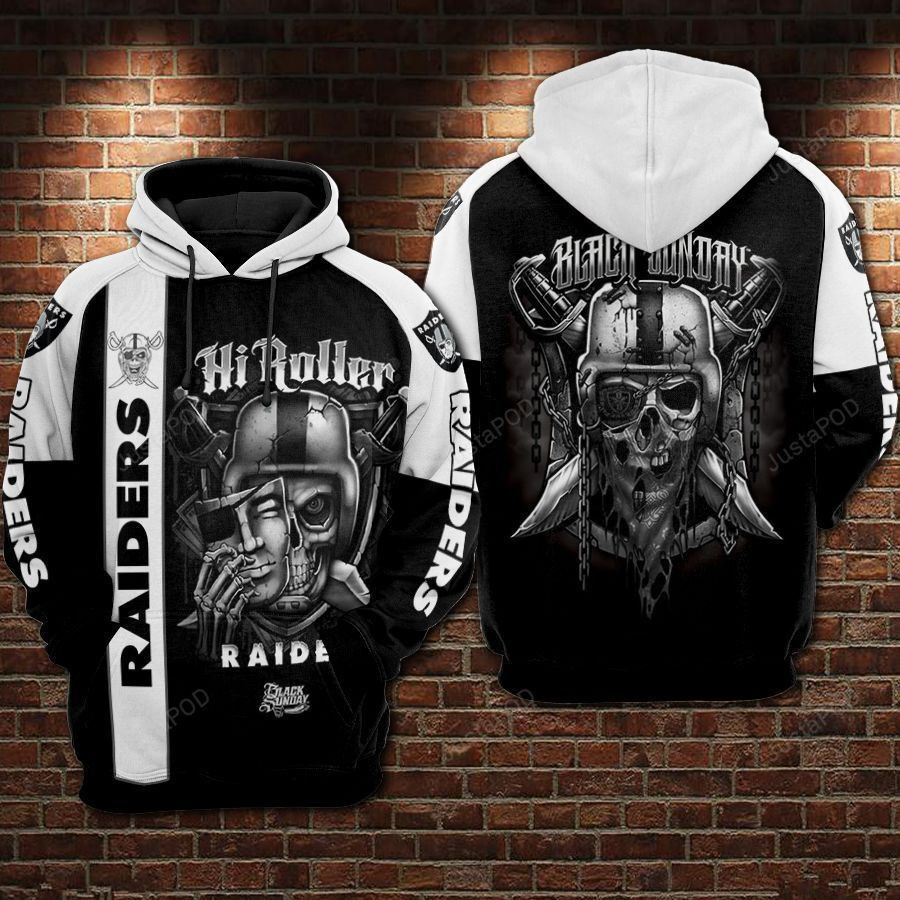 NFL Oakland Raiders Nfl Football Black Sunday Skull Hoodie Neasalamis