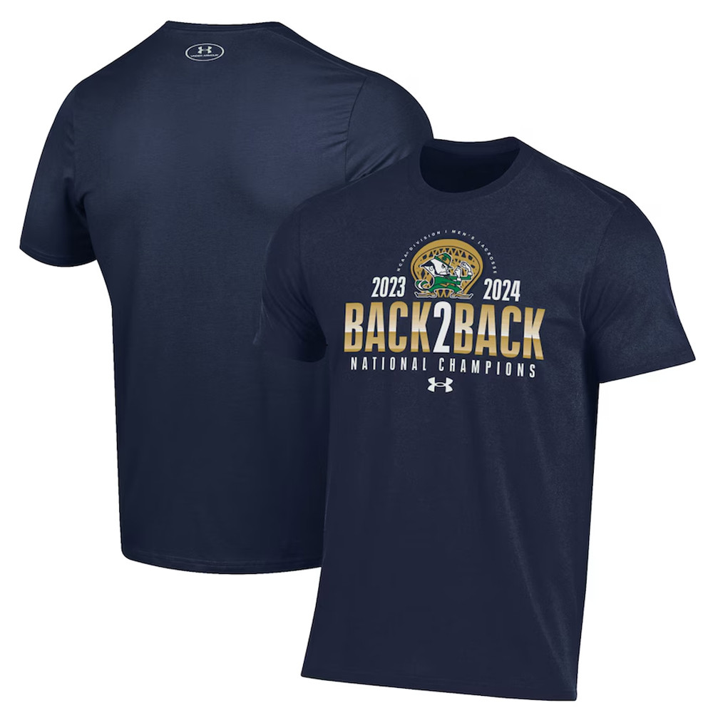 Navy Notre Dame Fighting Irish Back-To-Back NCAA Men's Lacrosse National Champions T-Shirt Neasalamis.com