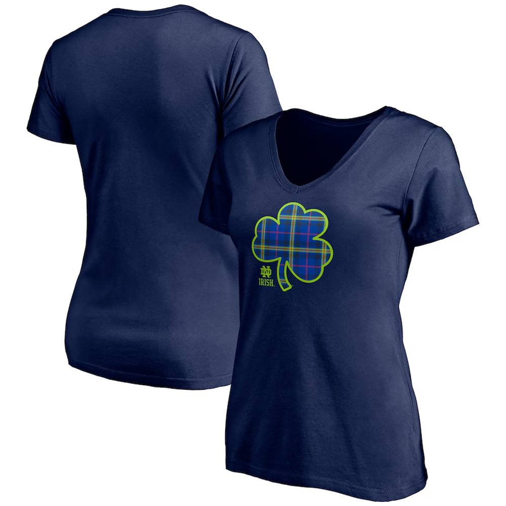Navy Notre Dame Fighting Irish School Pride V-Neck T-Shirt For Women's Neasalamis.com
