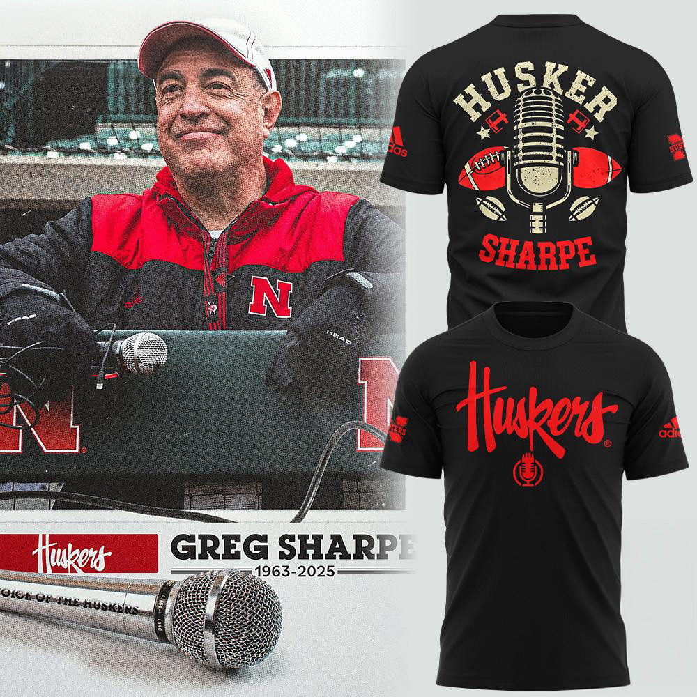 Nebraska Huskers Honoring The Legend Greg Sharpe Voice Of The Huskers Shirt Neasalamis.com