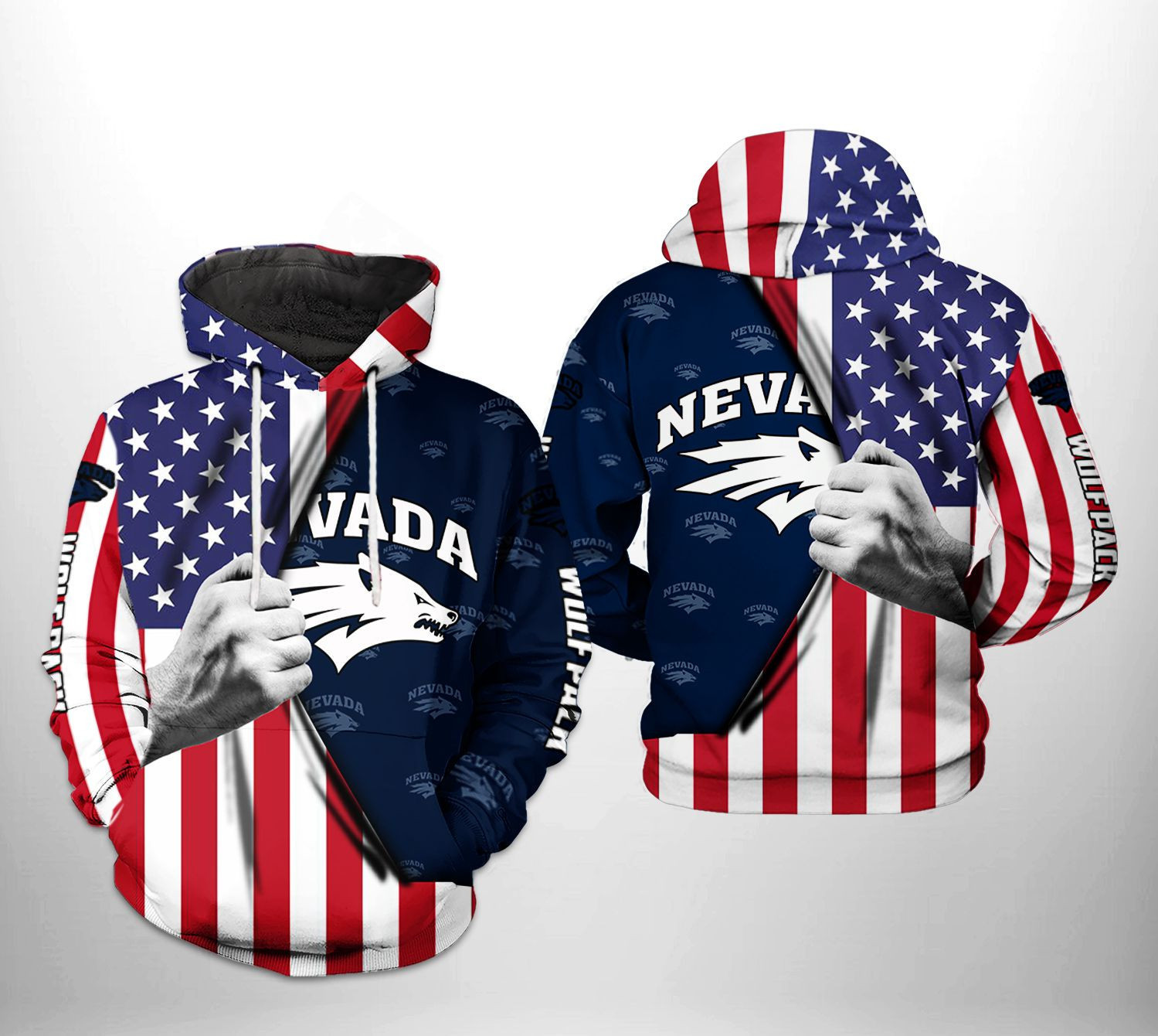 Nevada Wolf Pack NCAA US Flag Hoodie Neasalamis