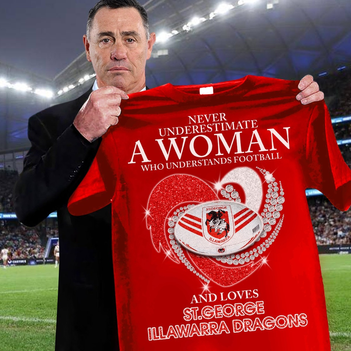 Never Underestimate Woman Loves St. George Illawarra Dragons T-Shirt For Her Neasalamis.com