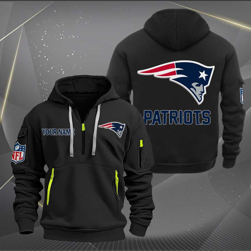 New England Patriots Logo NFL Quarter Zip Hoodie Style Neasalamis