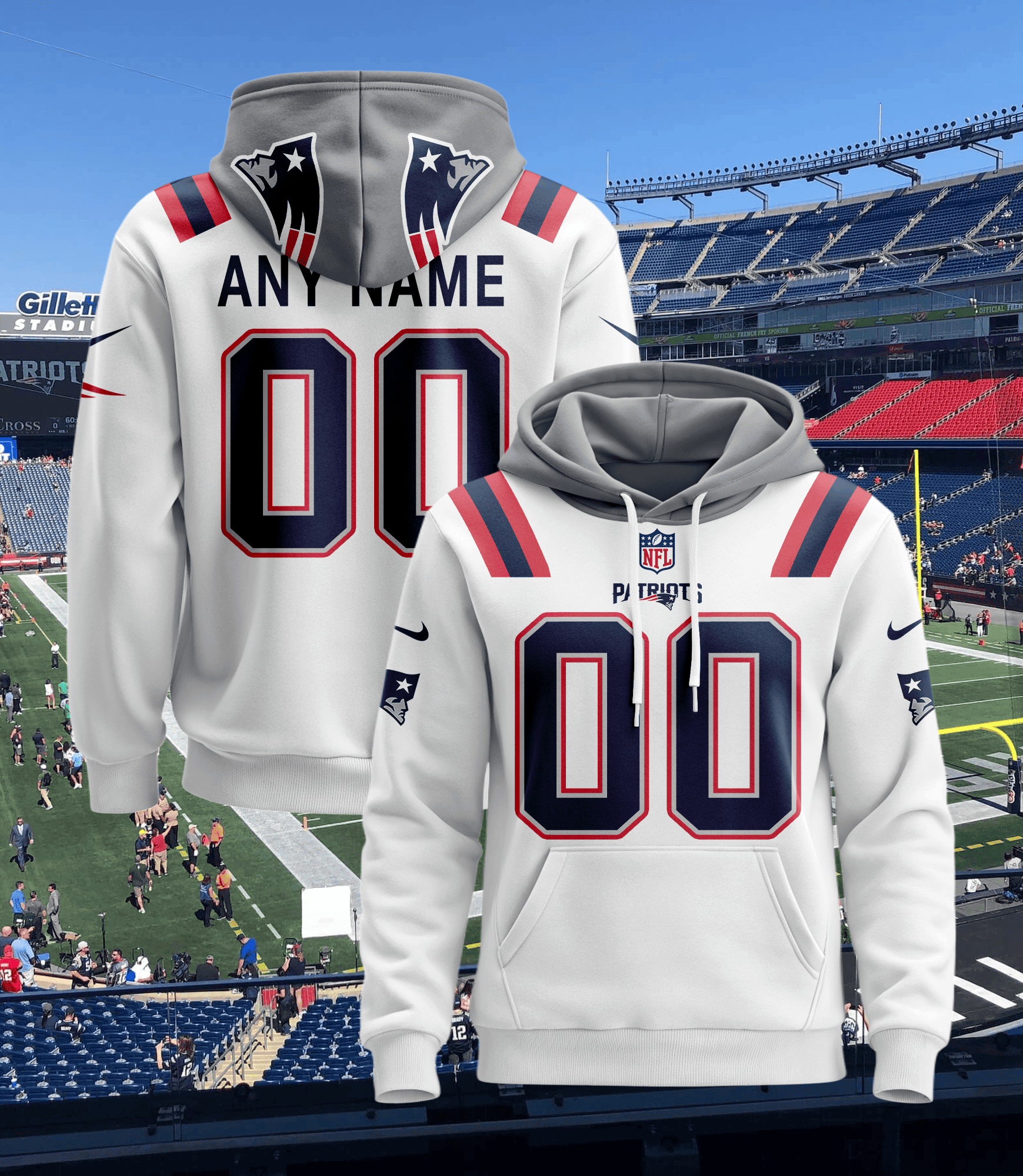 New England Patriots Personalized Name And Number NFL 3D Hoodie Style Neasalamis