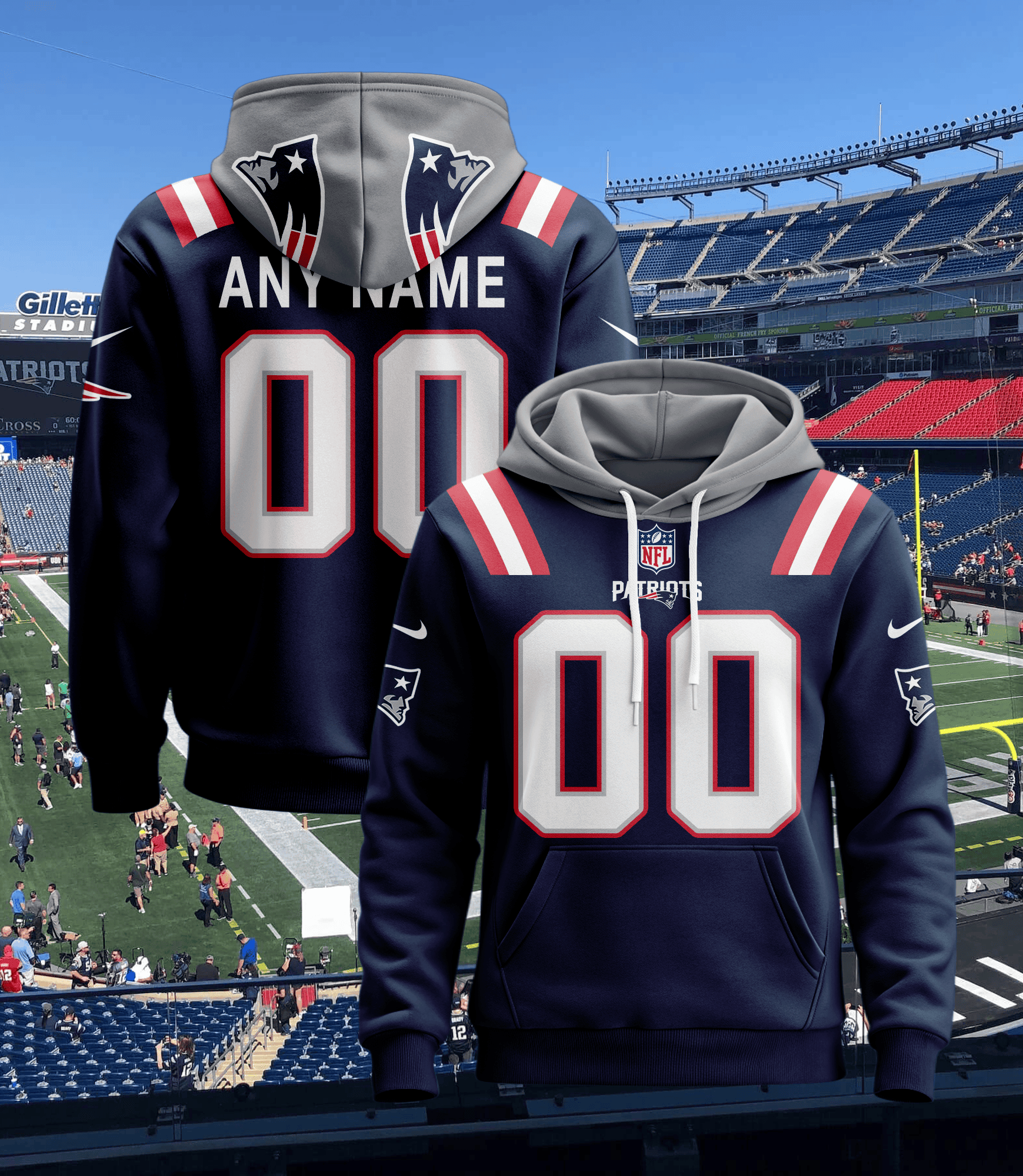 New England Patriots Personalized Name And Number NFL 3D Hoodie Style Neasalamis