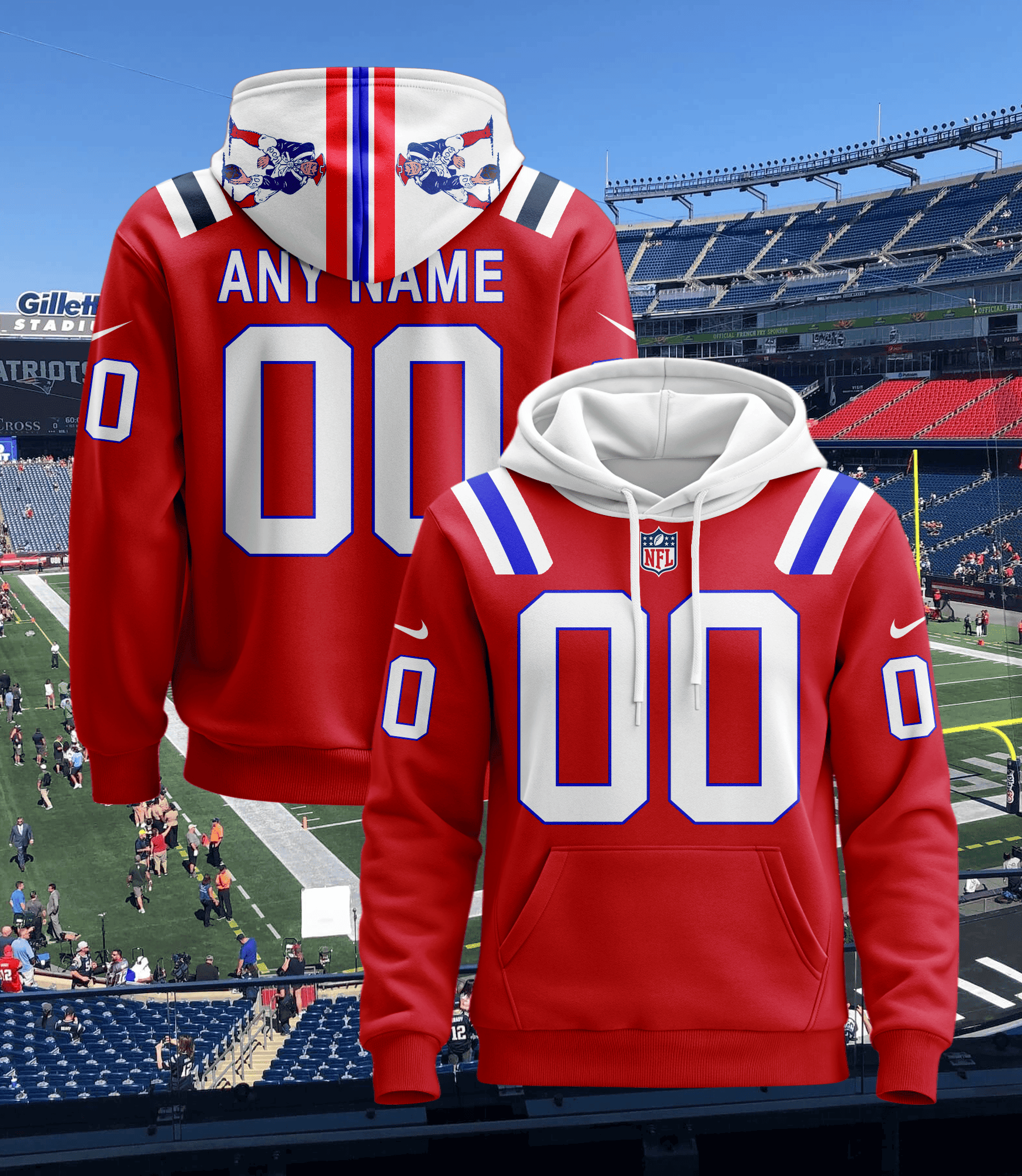 New England Patriots Personalized Name And Number NFL 3D Hoodie Style Neasalamis