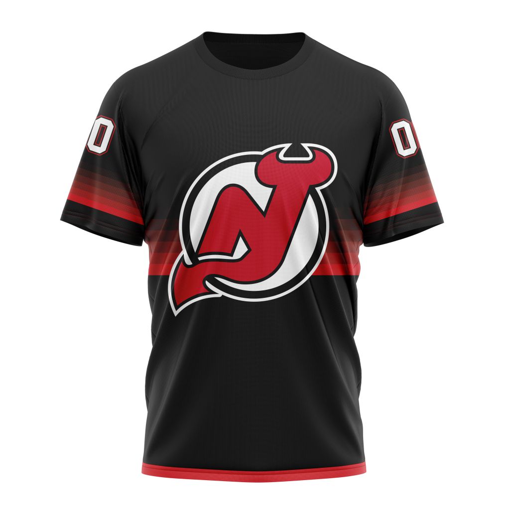 New Jersey Devils Special Black And Gradient Design Personalized Name And Number T-Shirt Style Neasalamis.com