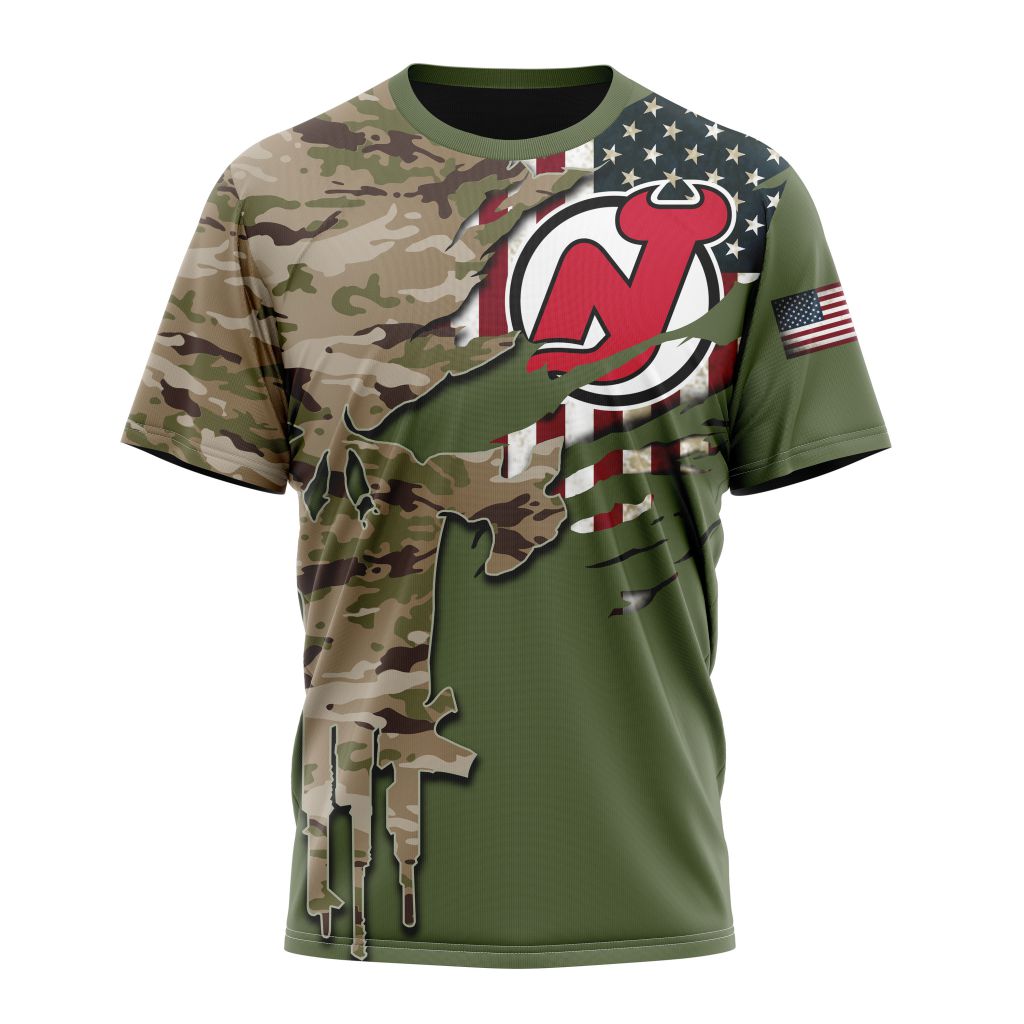 New Jersey Devils Special Camo Skull Design Personalized Name And Number T-Shirt Style Neasalamis.com