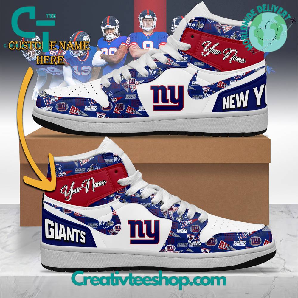 New York Giants AJ1 High Sneakers Shoes For Men And Women Calebmatthewhans Neasalamis