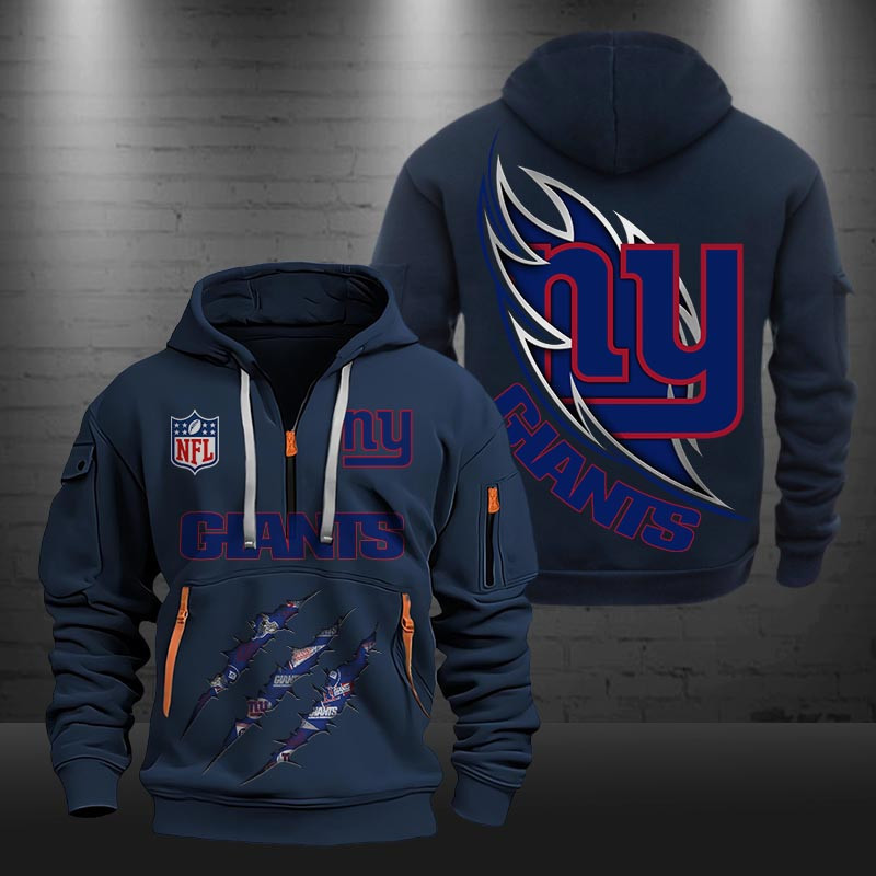 New York Giants Monster Scratch Logo NFL Quarter Zip Hoodie Neasalamis