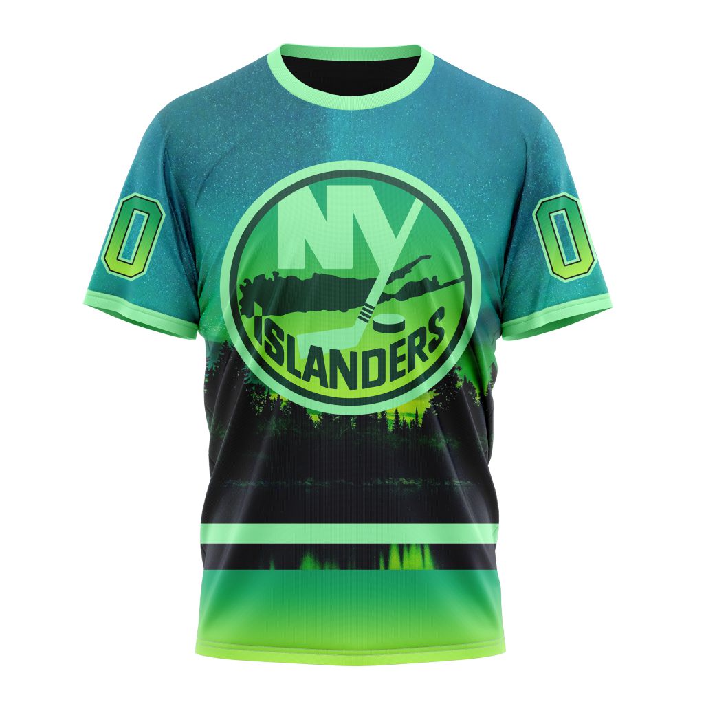 New York Islanders Special Northern Light Design Personalized Name And Number T-Shirt Style Neasalamis.com