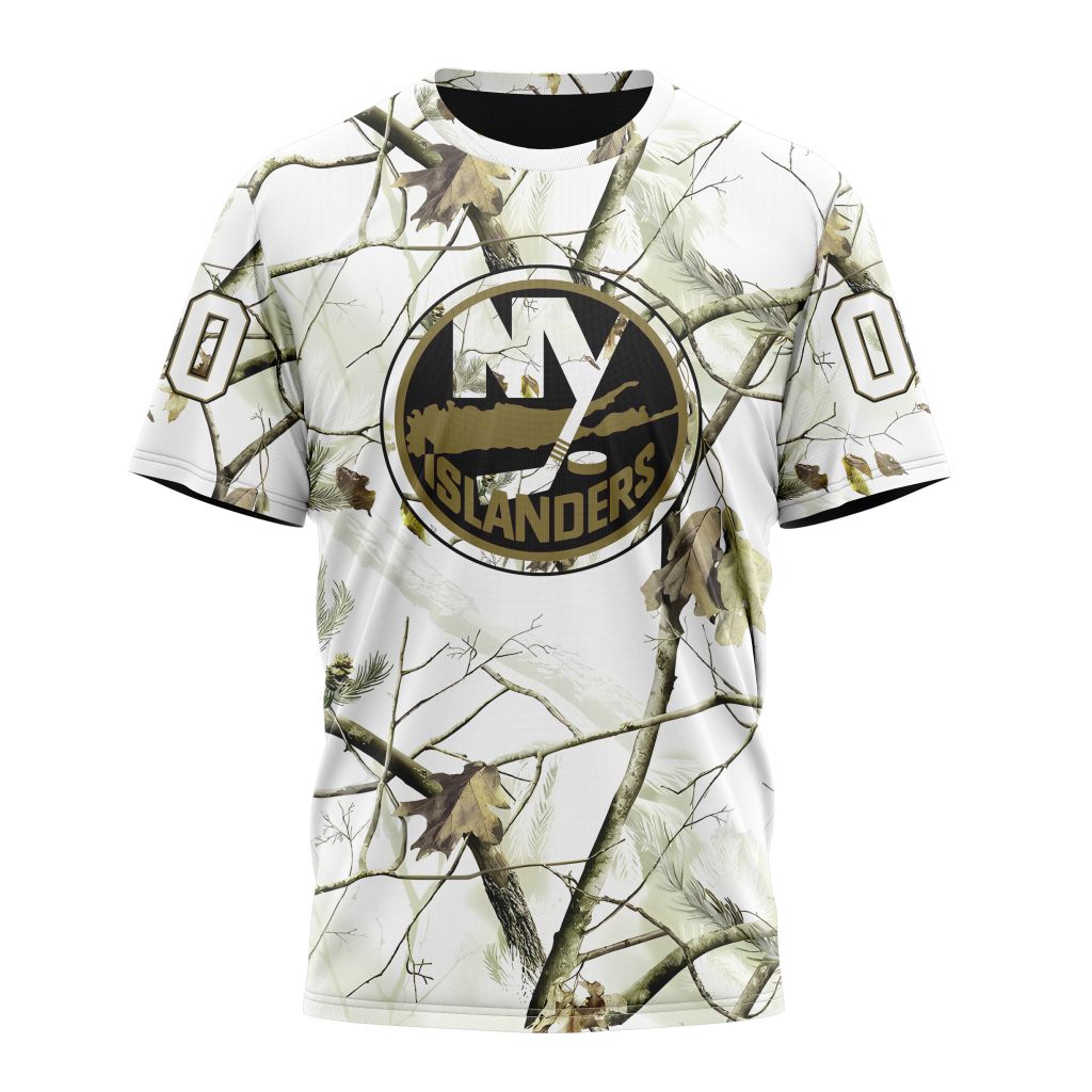 New York Islanders Special White Winter Hunting Camo Design Personalized Name And Number T-Shirt Style Neasalamis.com