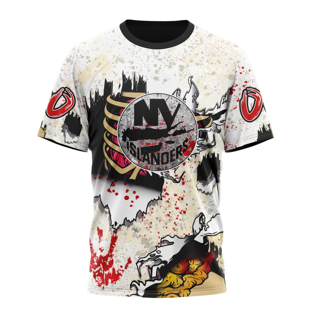 New York Islanders Special Zombie Style For Halloween Personalized Name And Number T-Shirt Style Neasalamis.com