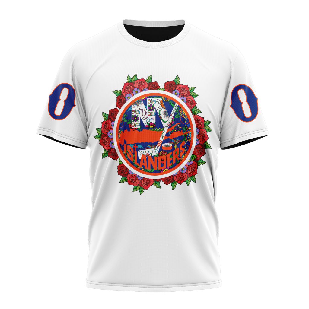 New York Islanders Specialized Unisex Kits Dia De Muertos Personalized Name And Number T-Shirt Style Neasalamis.com